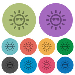 Sun with sunglasses color darker flat icons