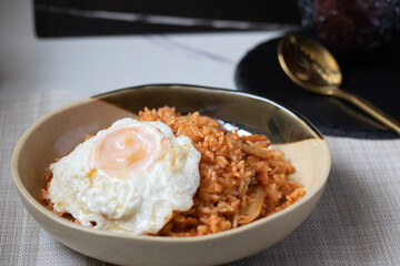 Homemade Kimchi Fried rice with Fried Egg