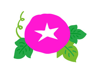 かわいい夏の朝顔／手書きイラスト