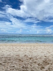 Sunrise on the beach, summer holiday vibes, crystal clear water, white sand beach