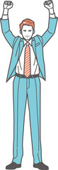 ガッツポーズをするビジネスマン（全身）②