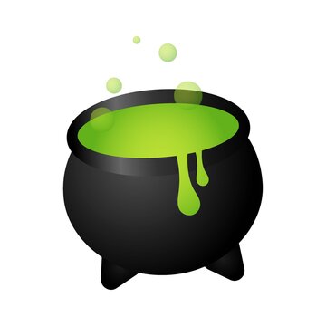 Vector illustration of witch's cauldron in flat style