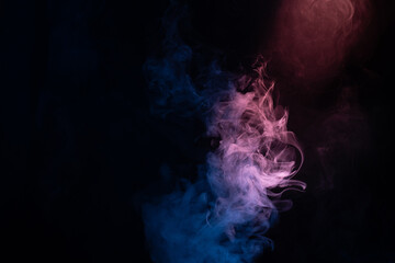 Blue and pink steam on a black background.