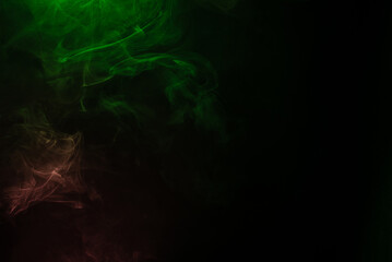 Green and pink steam on a black background.