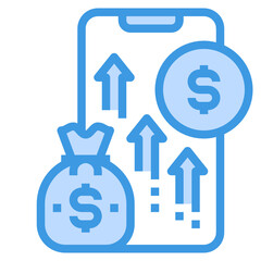 Earning blue outline icon