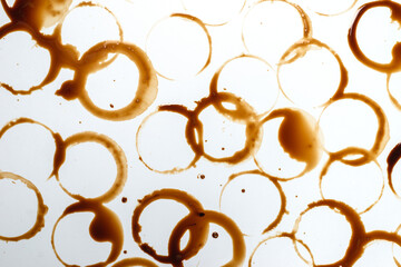 Coffee stains isolated on white background.