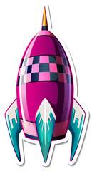 A sticker template with Rocket Ship Cartoon isolated