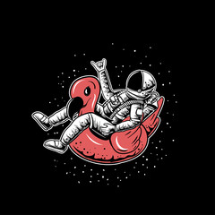 astronaut relaxing in space with stars vector illustration © Muhammadihwanul