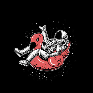 astronaut relaxing in space with stars vector illustration