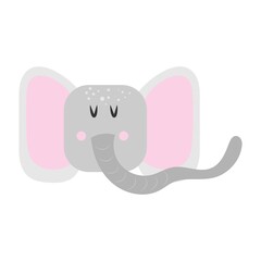 Vector illustration of elephant face in flat style