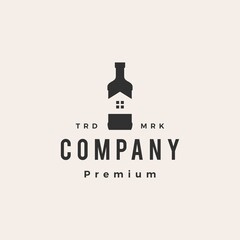 bottle house hipster vintage logo vector icon illustration