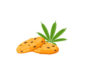 Cannabis cookies. Vector illustration cartoon flat icon isolated on white background.