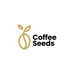 Fototapeta premium coffee seed bean sprout plant growth logo vector icon illustration
