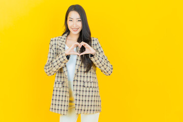 Portrait beautiful young asian woman smile with action