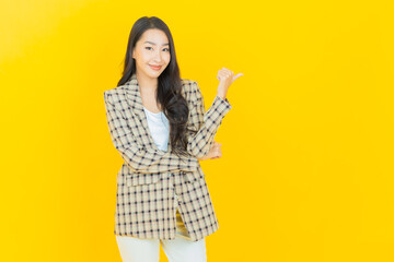 Portrait beautiful young asian woman smile with action