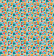 Geometric seamless pattern with multicolor stripes and squares