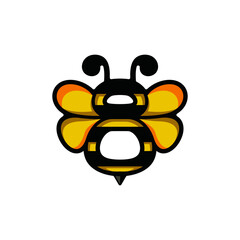 Vector Logo Design Cartoon Character Combination Bee and Number Eight