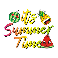 vector hello summer with fruit background