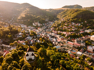 City of Banska Stiavnica, UNESCO, Slovakia. Old Slovakia mining town of Banska Stiavnica. Old...