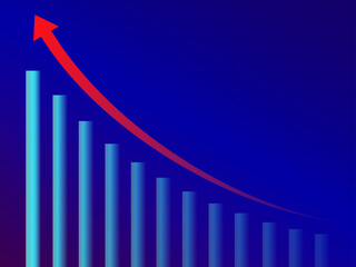 business graph showing growth. Vector illustration