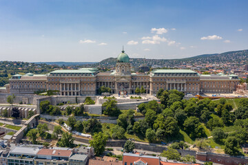 Fototapeta premium Hungary - Budapest landscape from above with Buda castle, Chain Bridge, Parlament, Danube river, Matthias Church