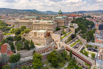 Fototapeta na wymiar Hungary - Budapest landscape from above with Buda castle, Chain Bridge, Parlament, Danube river, Matthias Church