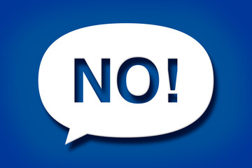吹き出しの中に書かれたNO!の文字