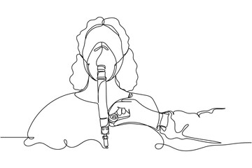 Continuous one line of doctor examining stethoscope patient in silhouette on a white background. Linear stylized.Minimalist. Medicine health