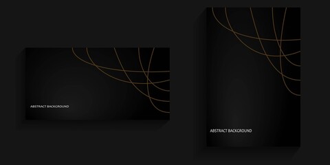 Elegant dark background with abstract gold line on top right for banners, social media backgrounds, card backgrounds