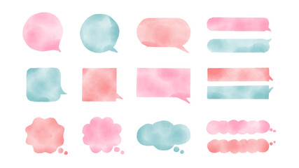 水彩の吹き出しイラストセット