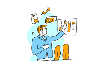 businessman presentation finance hand drawn illustration