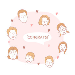  A young daughter is presenting flowers to her mother. hand drawn style vector design illustrations. 