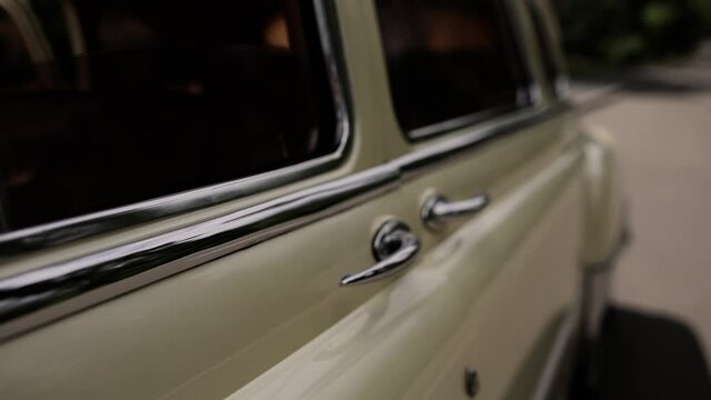 door handle of an old vintage classic car