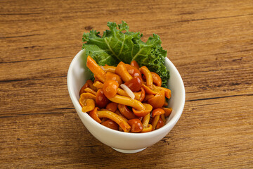Marinated mushroom - honey agaric in the bowl