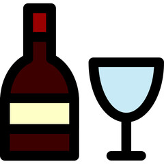 wine bottle and glass icon vector