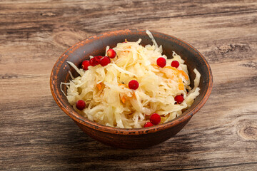 Sauerkraut with cranberry in the bowl