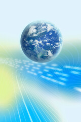 Fototapeta na wymiar 地球　世界　ワールド　通信　ネットワーク　DX　デジタル　テクノロジー　ビジネス　国際　空間　ブルー