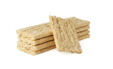 crispbread isolated on white. wholemeal diet crackers