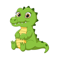 Cute baby crocodile cartoon sitting