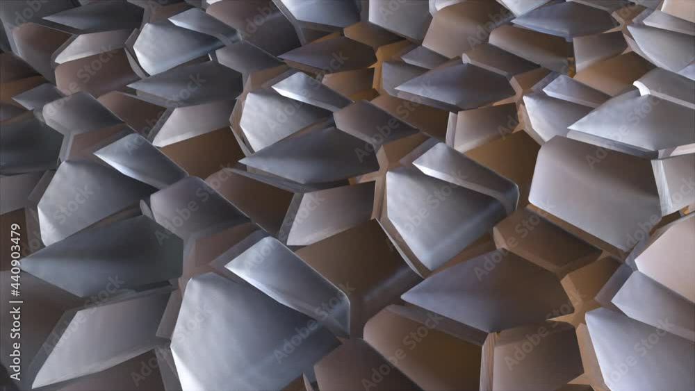 Poster geometrically split 3d render of pieces squares in abstract tracery. futuristic rows defective figur