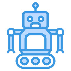 Robot blue outline icon