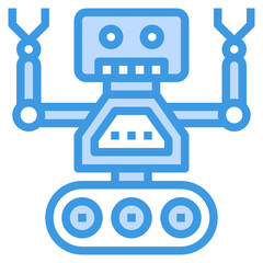 Robot blue outline icon
