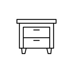 Antique cabinet furniture icon in flat black line style, isolated on white background 