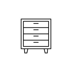 Antique cabinet furniture icon in flat black line style, isolated on white background 