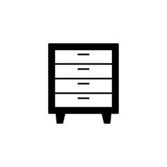 Antique cabinet furniture icon in solid black flat shape glyph icon, isolated on white background 