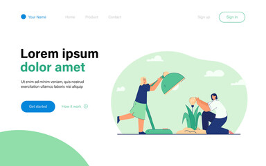 Women caring about new idea. Two females caring about light bulb plant symbolizing some innovation. New business idea, startup project concept for banner, website design