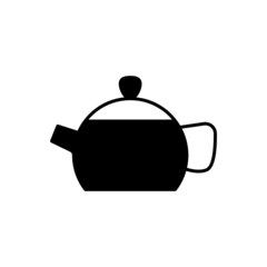 kettle, tea pot icon in solid black flat shape glyph icon, isolated on white background 