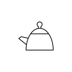 kettle, tea pot icon in flat black line style, isolated on white background 