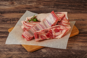 Raw lamb ribs for cooking