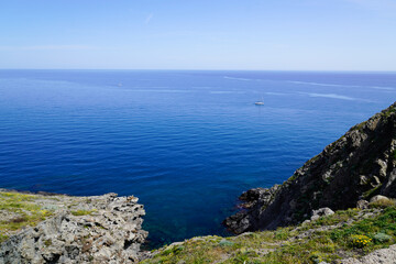 Fototapeta na wymiar Port Vendres in mediterranean coast in south sea beach Pyrenees Orientales in Languedoc-Roussillon France